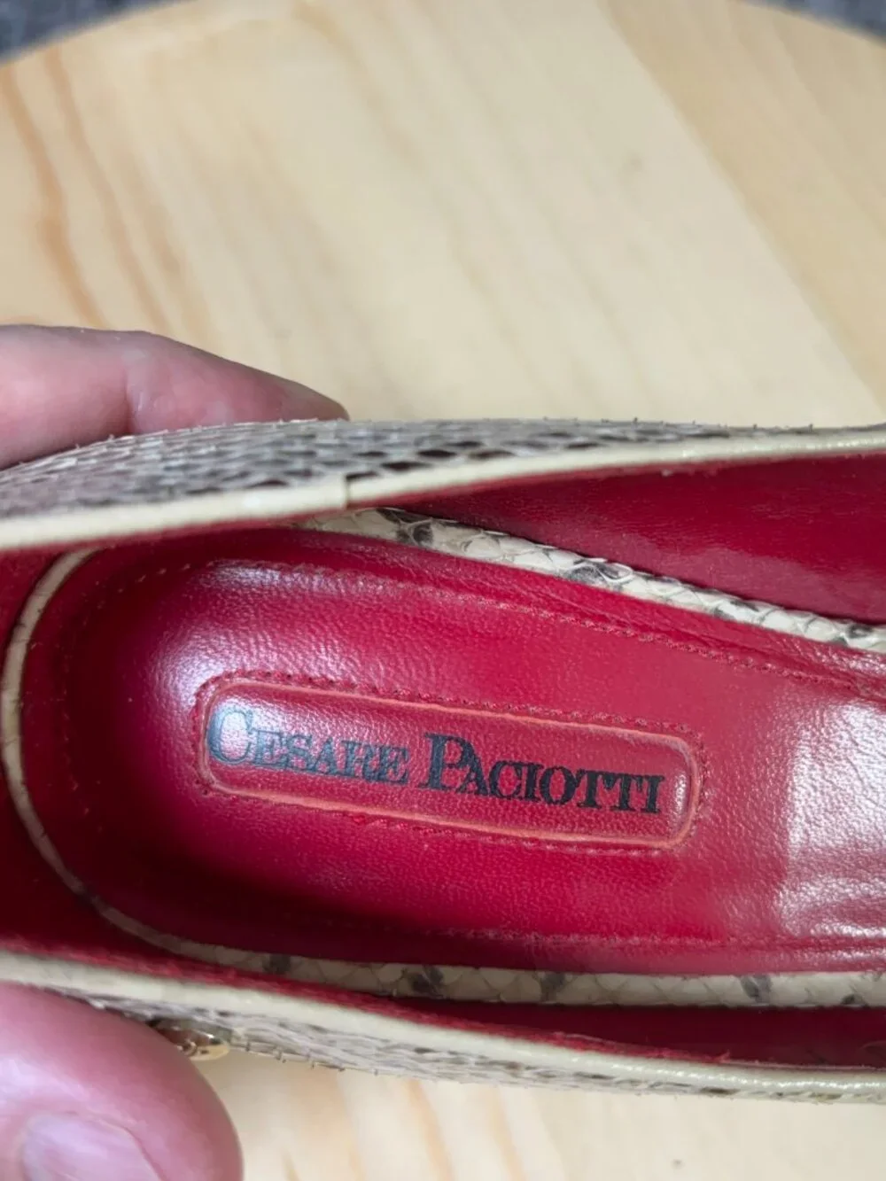 Cesare Paciotti Pumps Womens Size 6 Leather Stiletto Heel Snakeskin Print Italy